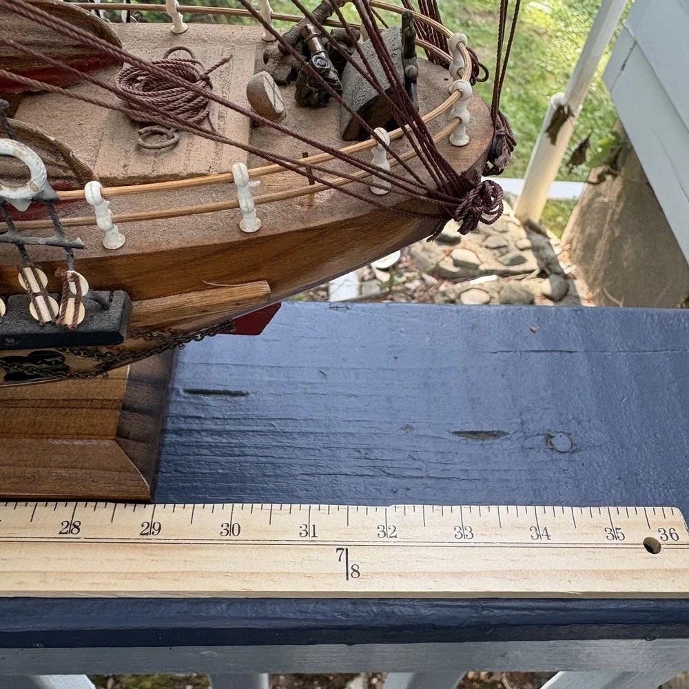 Vintage Wooden Clipper Ship Model Siglo XIX 24